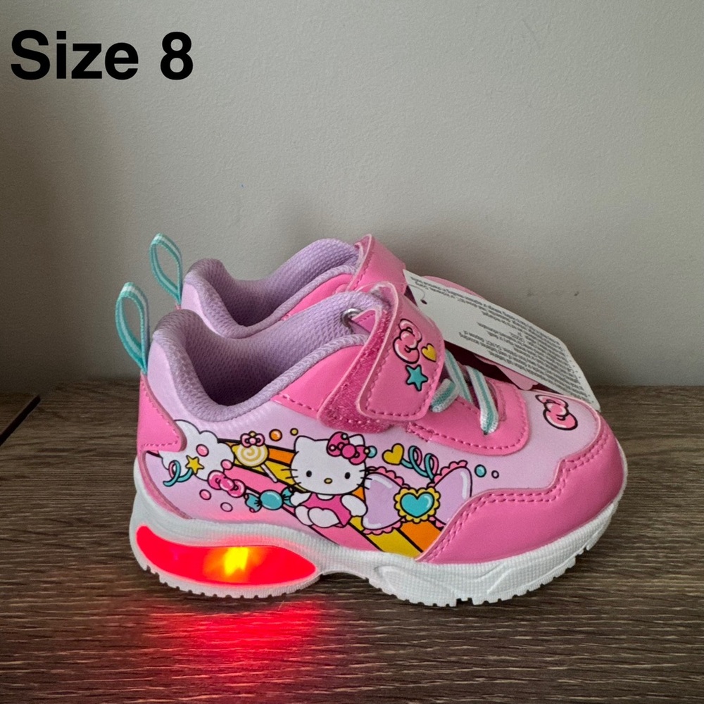 Hello Kitty Light Up Sneakers Toddler Girls 8 NEW Cute Shoes Back to School